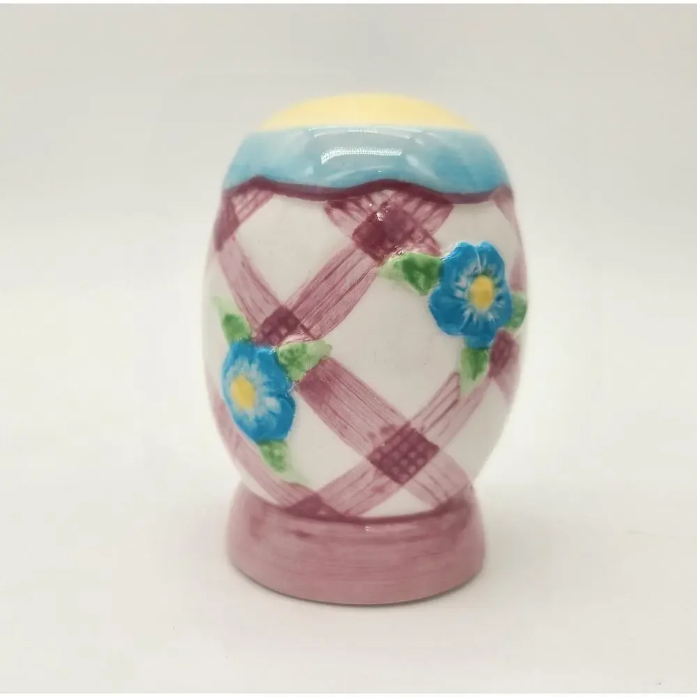 Vintage Handcrafted Lotus Ceramic Floral Salt&Pepper Shakers‎ Tray Spring Easter